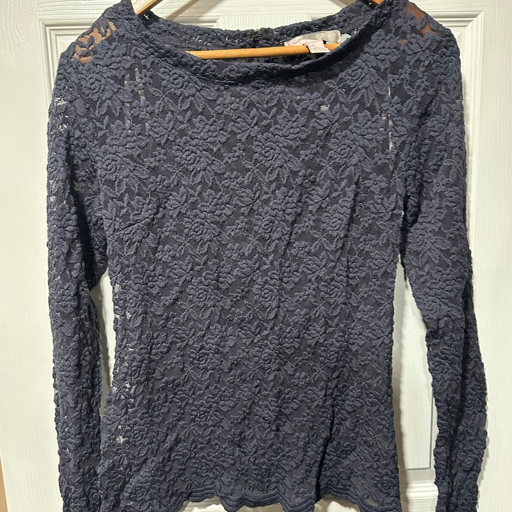 Elegant Lace Long Sleeve Top - Black